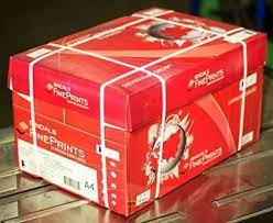 Printed tape applied to a packaging box